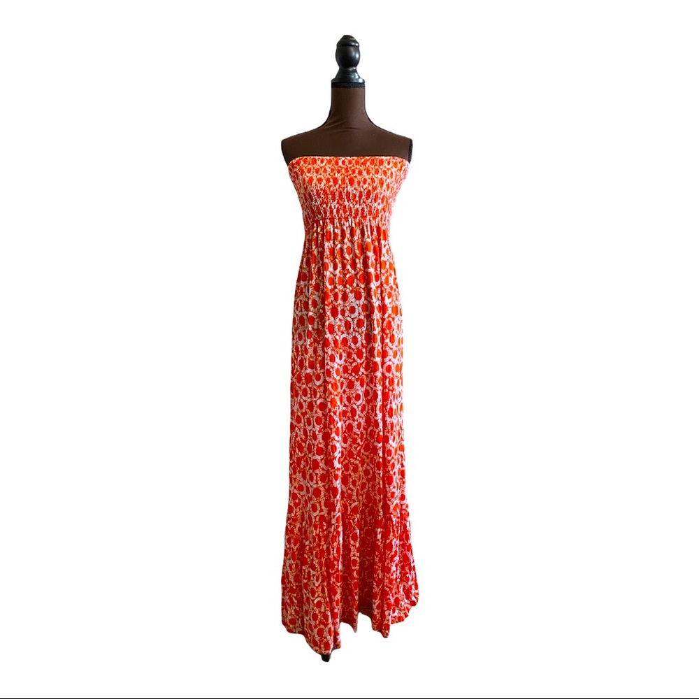 Michael Kohrs orange pattern sun dress size M